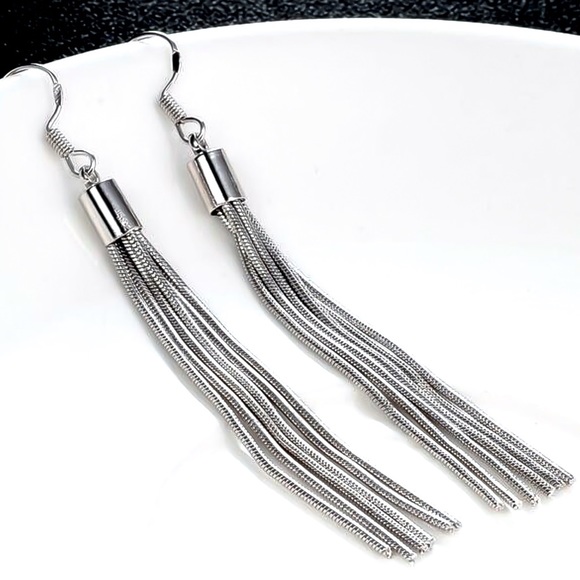 925 Stamped Silver Tassel Earrings - Picture 4 of 8